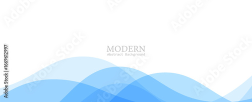 Minimal abstract background featuring layered blue wave shapes on a light surface. modern trendy design in vector illustration