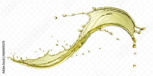 abstract 3d smooth liquid olive oil splash in different style isolated on transparent background	
