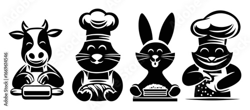 Happy Animal Chefs Preparing Delicious Meals in a Playful Kitchen