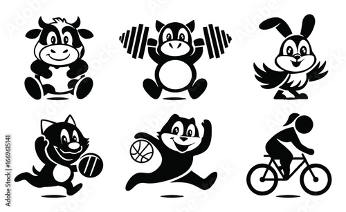 Cute Animal Characters Engaging in Fun and Active Sports Activities