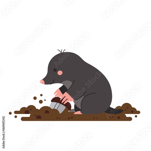 Mole Digging in the Ground