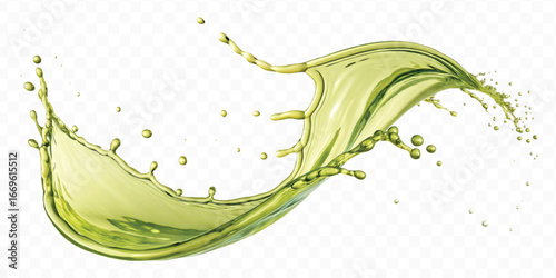 abstract 3d smooth liquid olive oil splash in different style isolated on transparent background	

