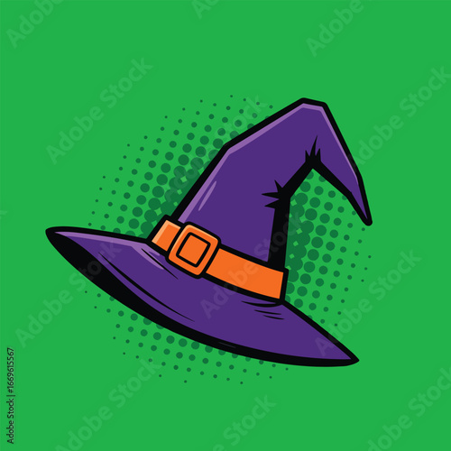 pop art halloween witch hat vector symbol with bold flat design