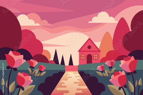 vector illustration of a rural landscape