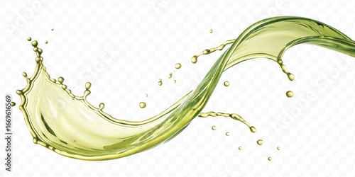 abstract 3d smooth liquid olive oil splash in different style isolated on transparent background	

