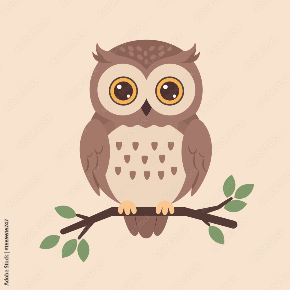 Fototapeta premium Owl Perched on a Branch