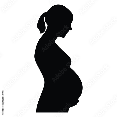 Silhouette of pregnant woman, maternity illustration, pregnancy silhouette, mom to be vector art