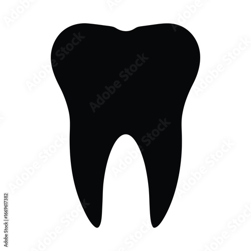 Dental care tooth anatomy and oral hygiene black silhouette for dentist and healthcare design needs