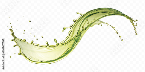 abstract 3d smooth liquid olive oil splash in different style isolated on transparent background	
