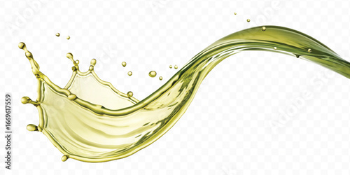 abstract 3d smooth liquid olive oil splash in different style isolated on transparent background	
