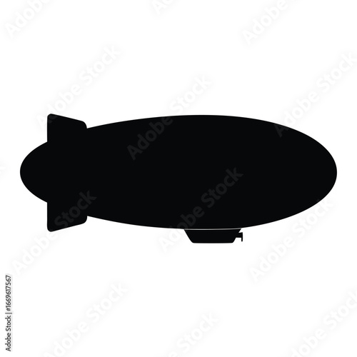 Airship blimp zeppelin vector illustration black silhouette flying vehicle transportation design graphic