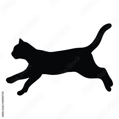 Black cat silhouette running vector illustration for pet lovers and animal graphics design needs