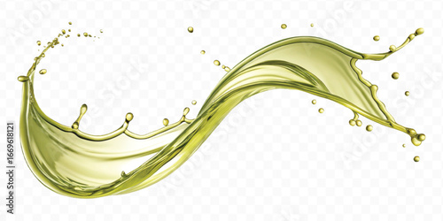 abstract 3d smooth liquid olive oil splash in different style isolated on transparent background	
