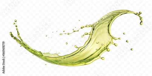 abstract 3d smooth liquid olive oil splash in different style isolated on transparent background	
