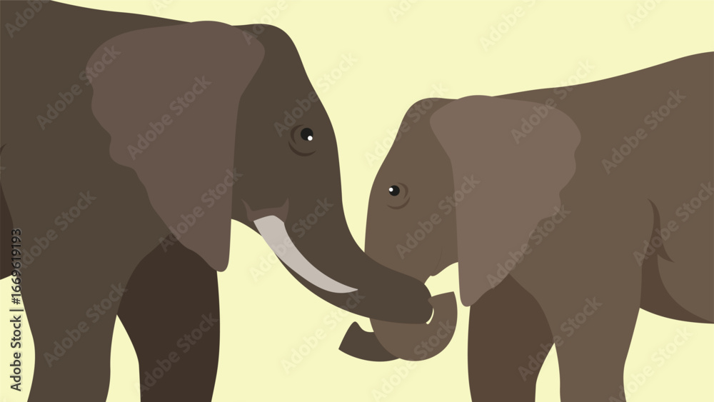 Fototapeta premium Elephants. Vector illustration of two wild animals. Cartoon style.