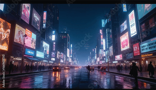A futuristic city,Photo of a futuristic cityscape glows,Neon Cityscape Wallpaper at night,3D Rendering of neon city.Cyber punk theme, tech or game background