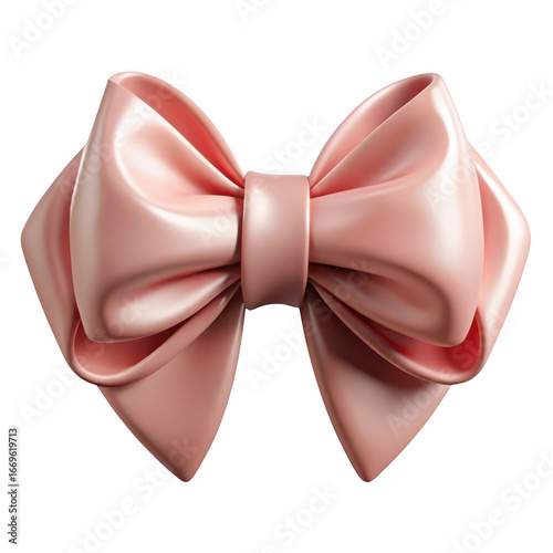 3d pink satin bow isolated on transparent background