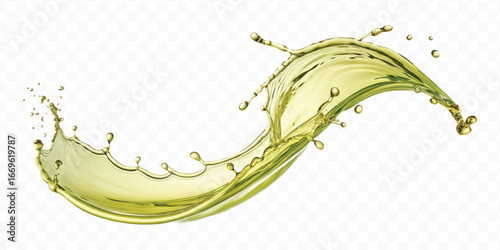 abstract 3d smooth liquid olive oil splash in different style isolated on transparent background	
