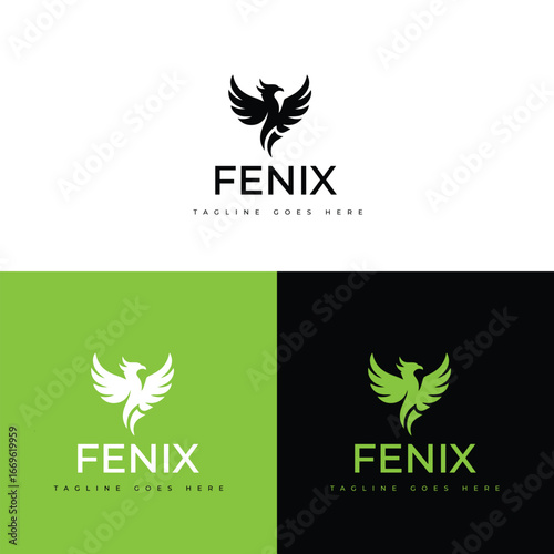 Fenix logo design featuring a stylized phoenix bird