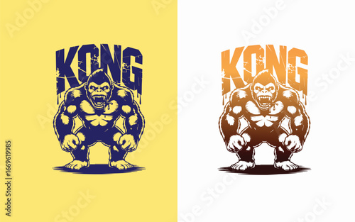 King kong illustration with distressed texture and bold title