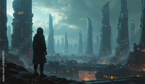 A futuristic city,Photo of a futuristic cityscape glows,Neon Cityscape Wallpaper at night,3D Rendering of neon city.Cyber punk theme, tech or game background