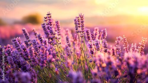 Fototapeta Naklejka Na Ścianę i Meble -  lavender field at sunset