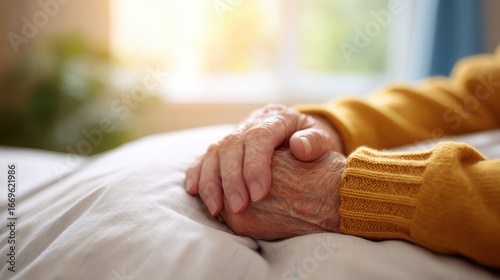Caregiver or elderly care concept. A profession or trend of providing elderly care services. Assisting and taking care of bedridden patients or those with limited mobility.