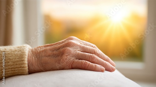 Caregiver or elderly care concept. A profession or trend of providing elderly care services. Assisting and taking care of bedridden patients or those with limited mobility.
