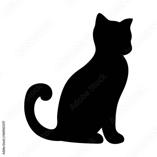 Black cat silhouette vector illustration for pet lovers and halloween decoration design idea