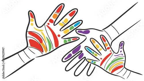 Colorful Hands Reaching Out in Unity.