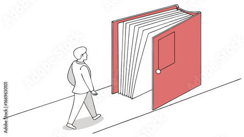 Conceptual Illustration of a Book as a Doorway to Knowledge.