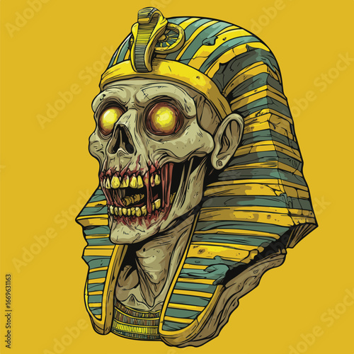 Golden Skull Pharaoh Headdress | Ancient Egyptian Macabre Art