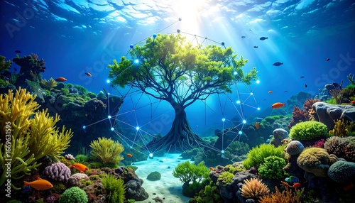 Underwater forest, vibrant coral reef