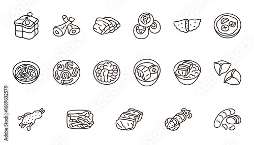 A set of line icons of Taiwanese Food .