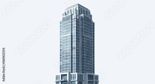 Sleek modern skyscraper with reflective glass and contemporary architectural design, embodying urban development and high-rise living in city environments