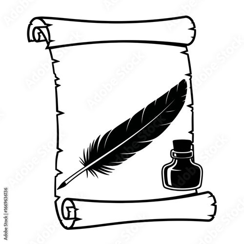 old paper with feather pen and ink