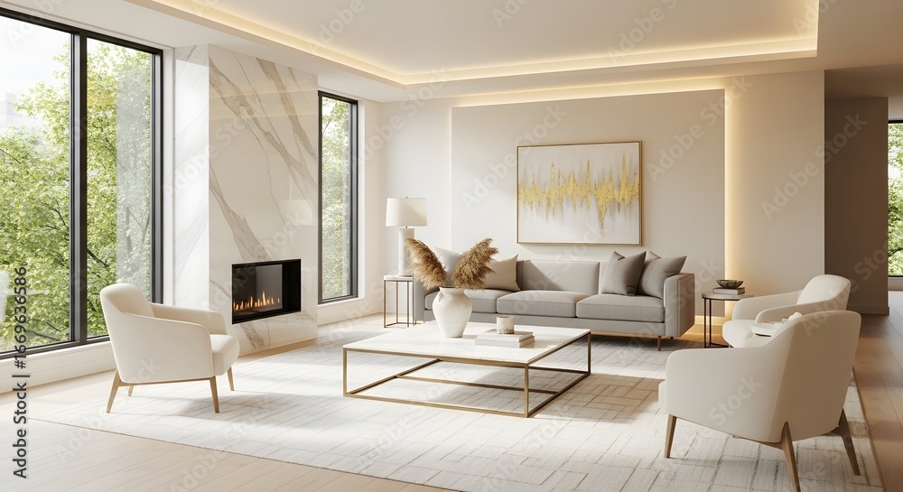 Fototapeta premium Modern Luxury Living Room Interior Design Background