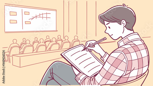 Man Taking Notes During a Meeting or Presentation.
