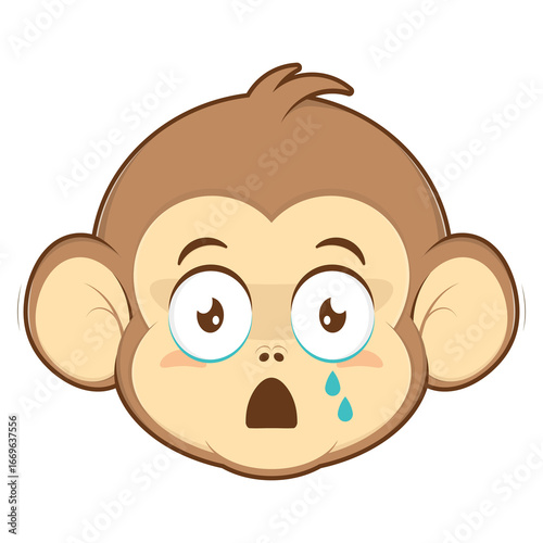 Canvas Print monkey scared face cartoon cute