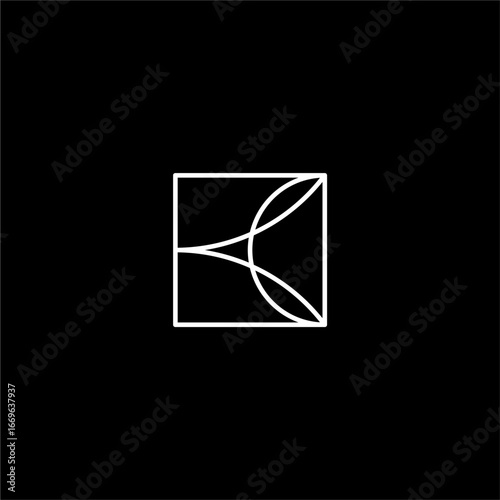 Abstract letter KC or CK with square lineart  logo concept vector icon