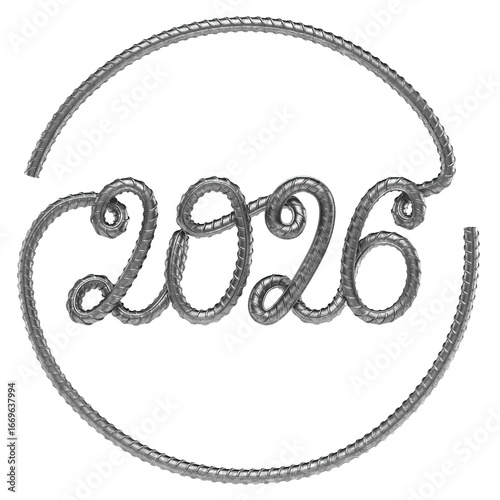 Reinforcement Steel 2026 as Symbol of Building Strength. 3D rendering
