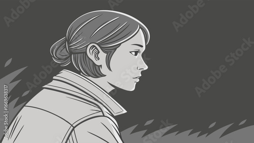 Profile Portrait of a Woman in a Jacket.
