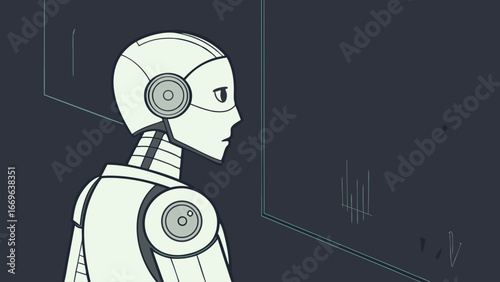 Profile View of a Futuristic Robot.