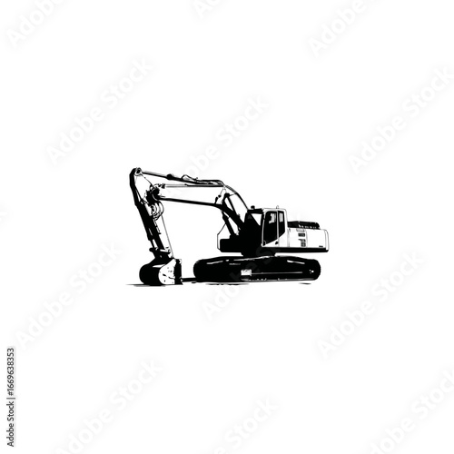 excavator on a white background