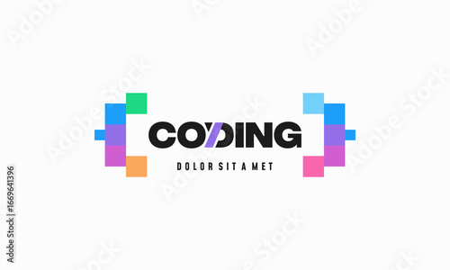 Coding logo designs template, Modern code logo for programmer
