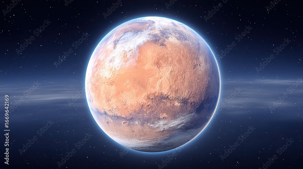 Fototapeta premium Pixel Art Mars Rusty Red Planet in Cosmic Space