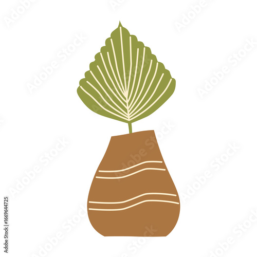 hand drawn vector illustration of a green leaf
