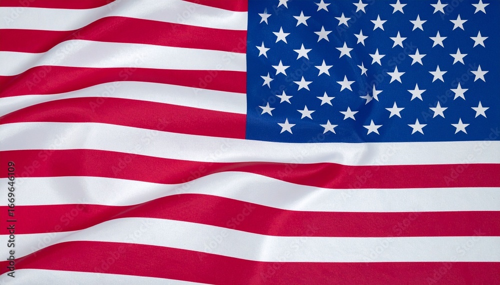 Fototapeta premium Flag of the United States with red and white stripes and a blue canton containing white stars.