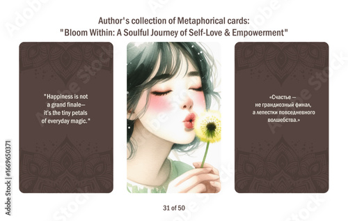 Metaphorical cards for women. Blossom from within a soulful journey to self-love and empowerment, answers to questions.
