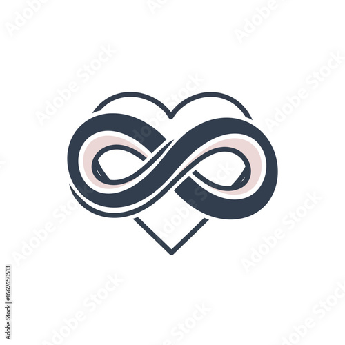 Elegant two-tone glyph icon of an infinity heart for eternal love.